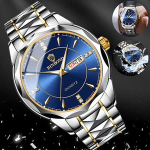 Waterproof Men's Luxury Quartz Watch Stainless Steel Luminous Classic Business - Picture 1 of 9