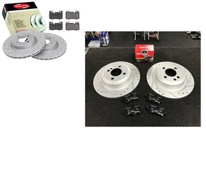 MINI COOPER JCW WORKS R55 R56 R57 DRILLED GROOVED BRAKE DISC PADS FRONT REAR - Picture 1 of 2