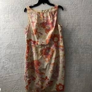 Ann Taylor Damen Bleistiftkleid Beige 12 Geometrisches Muster Ärmellos Rundhals Reißverschluss - Bild 1 von 9