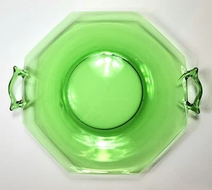 Heisey Glass Octagon Green Moongleam 2-Handled Plate Tray Large - Picture 1 of 11
