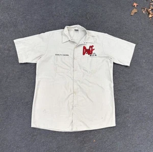 UNIVERSAL STUDIOS SIMPSONS MENS XL DUFF BEER TAN BUTTON SHIRT - Picture 1 of 7