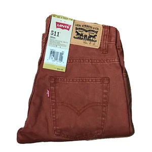 Levis Jeans Kids 14 Regular 27X27 Burnt Henna Red Denim 511 Slim Fit NWT - Picture 1 of 10