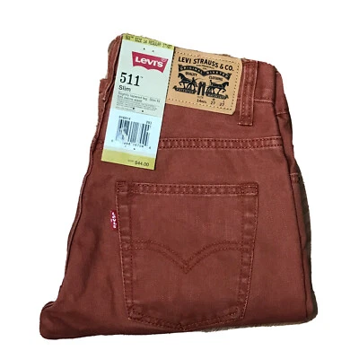 Levis Jeans Kids 14 Regular 27X27 Burnt Henna Red Denim 511 Slim Fit NWT - Image 1 of 4