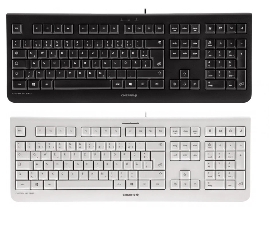 Tastatur Keyboard Cherry KC 1000 USB verkabelt Schwarz oder Grau QWERTZ deutsch - Bild 1 von 1