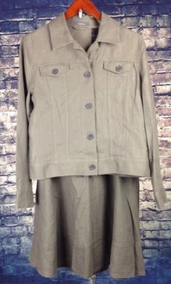 LIZ CLAIBORNE ЮБКА КОСТЮМ ЛЬНЯНОЙ КУРТКИ ЖЕНЩИН РАЗМЕР БОЛЬШОЙ 10 СЕРЫЙ - Изображение 1 из 4