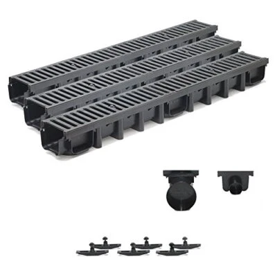 SPEEDPLANT 3m Entwässerungsrinne Belastungsklasse C250, 98mm Gußrost komplett SET