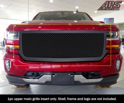 Se adapta a Chevy Silverado 1500/19 1500 LD 2016-2018 rejilla superior de malla negra de acero inoxidable Foto 1 de 4