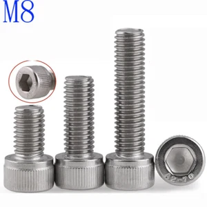 Viti tappi testa presa M8 x 1,25 / 8 mm 304 acciaio inox DIN 912 A2/70 - Foto 1 di 4