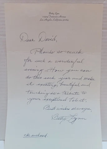 Betty Lynn Handwritten & Signed Letter - Andy Griffith Show Cover