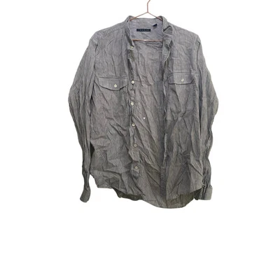 Теория женщин синий белый в полоску узор длинные рукава рубашка на пуговицах размер L - Изображение 1 из 4