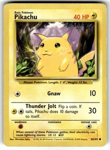 Pokemon TCG Pikachu 58/102 Unlimited Common Base Set LP - Bild 1 von 2