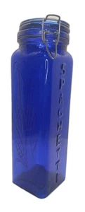 Pier 1 Italy Cobalt Blue Glass Spaghetti Jar Casadis Milano Bail Trigger Vintage - Picture 1 of 9