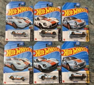 GULF Racing Hot Wheels (Lot of 6) 2 Ford RS200 2025, 2 Shelby Cobras, 2 Chasers - Picture 1 of 9