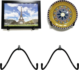 2 Pack Adjustable Plate Hangers,Wall Mount Plate Display Stands Holders, Black M - Picture 1 of 12