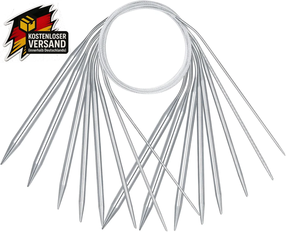 8 Stück Rundstricknadeln Set, Edelstahl 40Cm Lang Stricknadeln Metall Profession - Bild 1 von 4