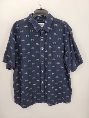 Mountain Khakis Shirt Mens XXL Blue Bicycle Print Short Sleeve Button Up Casual - Image 1 of 4