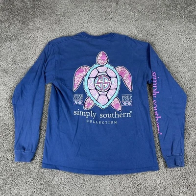 Camisa Simply Southern para mujer grande azul manga larga gráfico tortuga mantente elegante Foto 1 de 4