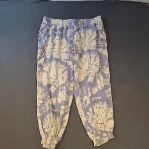 Ava James Größe 1X Starburst Batik creme lila lässige elastische Hose - Bild 1 von 10