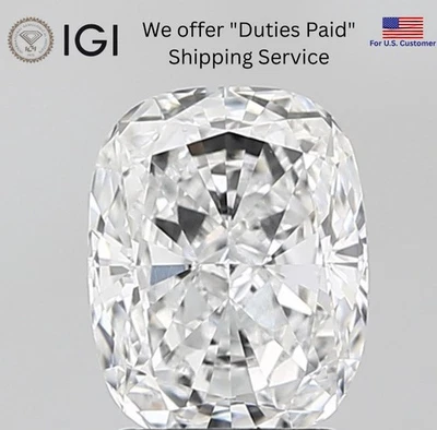 IGI Certified Lab Grown CVD Diamond CUSHION Cut 1.02 Ct D Color VVS2 Clarity - Image 1 of 4