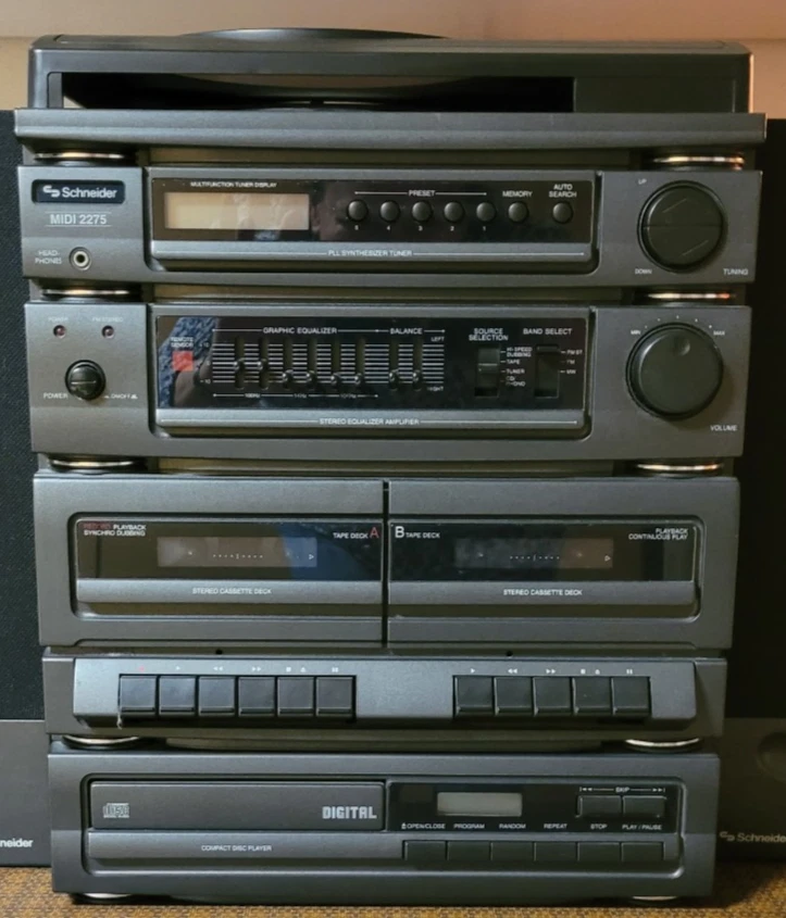 Schneider Midi 2275 Stereoanlage Plattenspieler Doppel Tape Tuner + CD-Player - Bild 1 von 4
