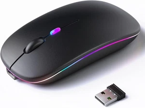 Wireless Bluetooth Mouse Rechargeable Silent Dual Mode BT 5.2 & USB with LED - Picture 1 of 7