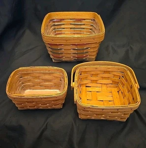 Lot of 3 Longaberger Medium & Small Baskets - Picture 1 of 12