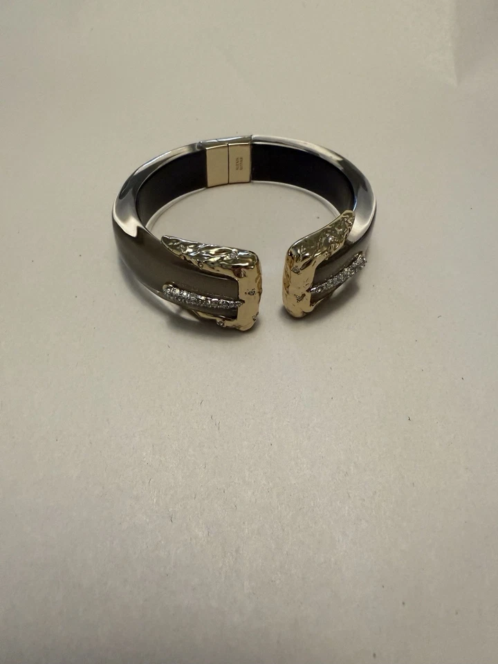 PULSERA BRAZALETE HEBILLA CRISTAL TONO ORO ARRUGADO ALEXIS BITTAR Foto 1 de 4