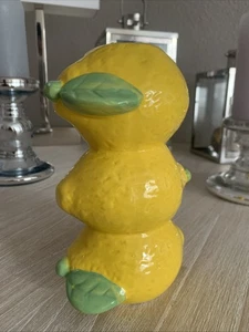 Zitronen Keramik Gelb Kerzenhalter Blumen Deko Pop Art Sommer Garten Party Krug - Bild 1 von 11
