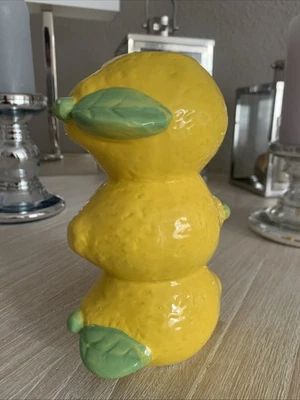 Zitronen Keramik Gelb Kerzenhalter Blumen Deko Pop Art Sommer Garten Party Krug - Bild 1 von 4
