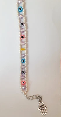 CUTE MULTICOLOR EVIL EYE BRACELET ACCENTED WITH GLASS SEED BEADS - Image 1 of 2