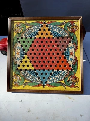 Antique 1938 Checker King Foo Chinese Checkers Board /Checkerboard Straits Mfg - Image 1 of 4