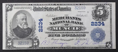 Ch. 2234 1902 Plain Back $5 The Merchants National Bank of Muncie, Indiana - Image 1 of 3