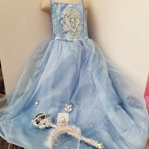 Cinderella Extravagant Dress Tiara Light up Wand Plays Music Princess Dress SZ 4 - Picture 1 of 18