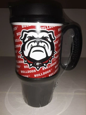 Georgia Bulldogs 18 oz Plastic Tumbler with Lid and Handle Cover