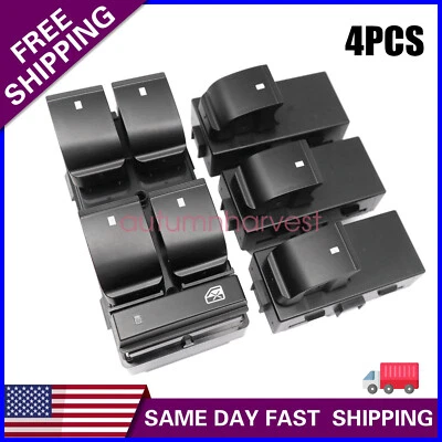 Interruptor de ventana 4 piezas para Chevy Silverado GMC Sierra 1500 2500 HD 3500 HD 2007-2013 Foto 1 de 4