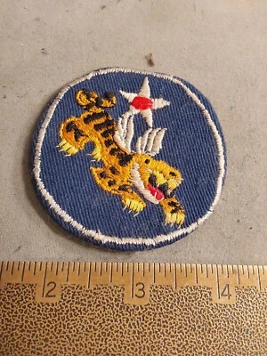 n WWII 14th Air Corps Force Theater Made Patch Flying Tigers Twill - Image 1 of 2