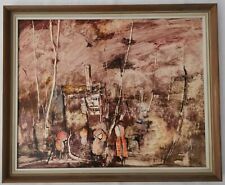 Original Framed Polymer Painting - Abstract Cityscape by John Waterhouse