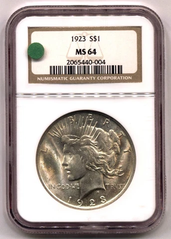 1923 Peace Silver Dollar NGC MS64 Certified Cover