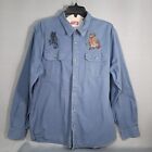 Wrangler Premium Quality Long Sleeve Button Down Shirt Blue Gray Embroidered Owl