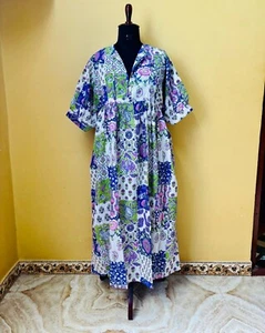 Block print Dress Floral Print long dress Women cotton & summe dress gift item - Picture 1 of 6