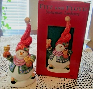 Fitz & Floyd Schneemann Jamboree #19/2264 Schneemann Glocke Figur hält Glocken Neu im Karton - Bild 1 von 8