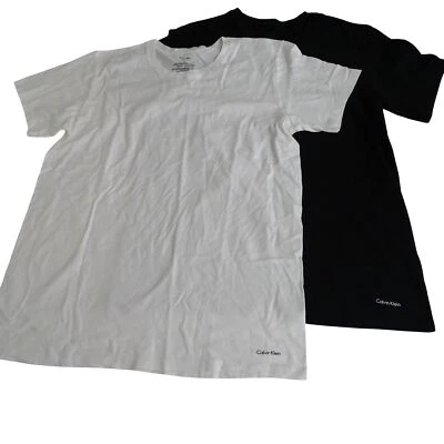 Lot of 2 Calvin Klein Classic Fit Cotton T-Shirts Black and White Men Size M  - Image 1 of 4