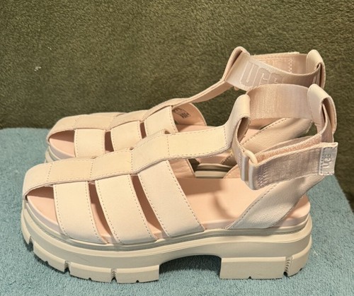 SANDALI UGG donna ASHTON CINTURINO PLATEAU PELLE NABUK 1137410 taglia 9 nuovi senza scatola