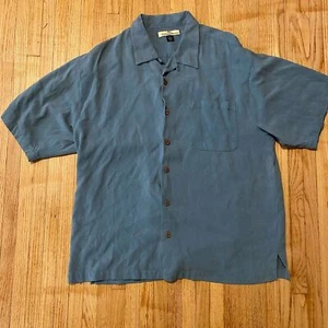 Tommy Bahama Mens XL 100% Silk Short Sleeve Button Shirt Blue - Picture 1 of 7