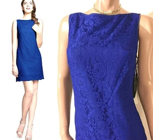 D.Tutera/Gather&Gown 515 Sleeveless Lace Bridesmaid Cocktail Shift Dress BLUE~10 - Picture 1 of 9