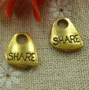 Free Ship 140 pcs Antique gold SHARE charms 14x12mm L-1997 - Picture 1 of 4
