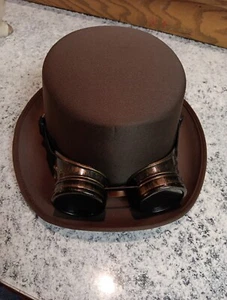 Steampunk brown hat with goggles NWT Costume Accessory Cosplay Unisex Boy Girl - Picture 1 of 10