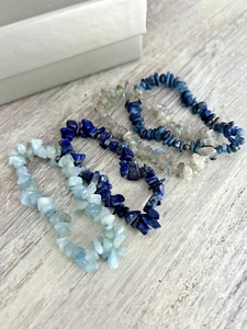 Mine Finds Jay King Chip Expansion Bracelet Blue & Silver Gray  Set of 4 - Picture 1 of 6