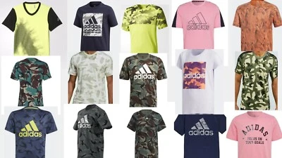 Adidas Junior Boys Short Sleeve  Camo Lined Logo t Shirt Top Size Age 7-16 Navy - Image 1 of 4