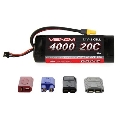 Venom 20C 2S 4000mAh RC 7.4V LiPo Battery Tamiya Deans EC3 Traxxas ROAR Pack - Image 1 of 3